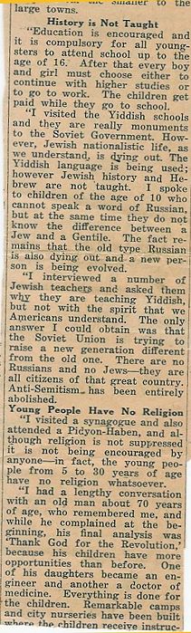 Wiliam Hordes describes his visit to Belorussia (1936)